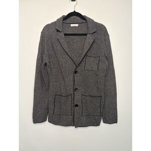 Emozioni Uomo Blazer Cardigan Sweater Italian Wool Blend Blue Gray Pockets Small
